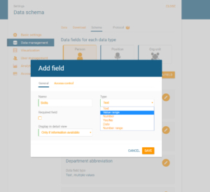 Ein neues Datenfeld für das Organigramm in orginio definieren