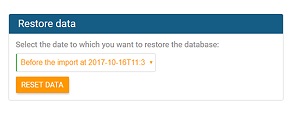 Choose date from which you want to restore data in orginio