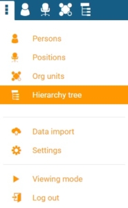 Choose hierarchy tree for the org chart in the menu bar