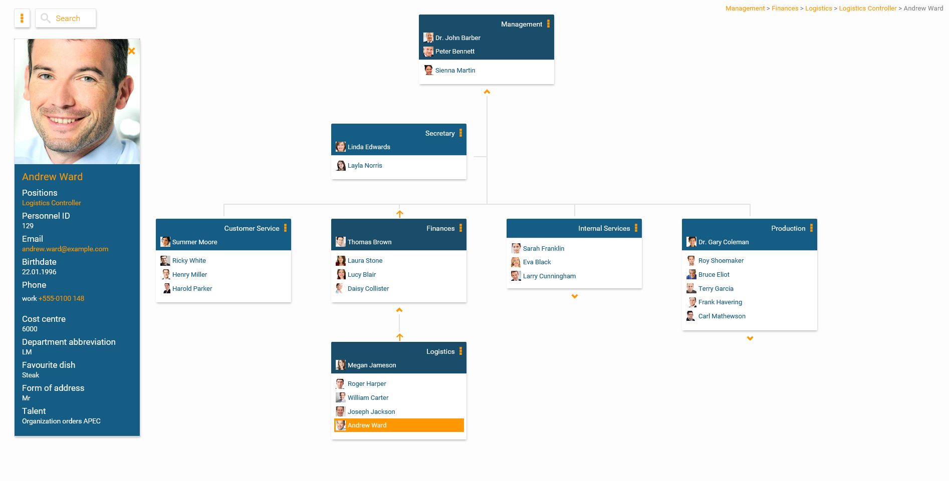 Display employee talents in the online org chart in orginio