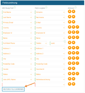orginio - Feldzuordnung - zusätzliches Feld