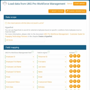 map fields from UKG Pro Workforce Management with orginio